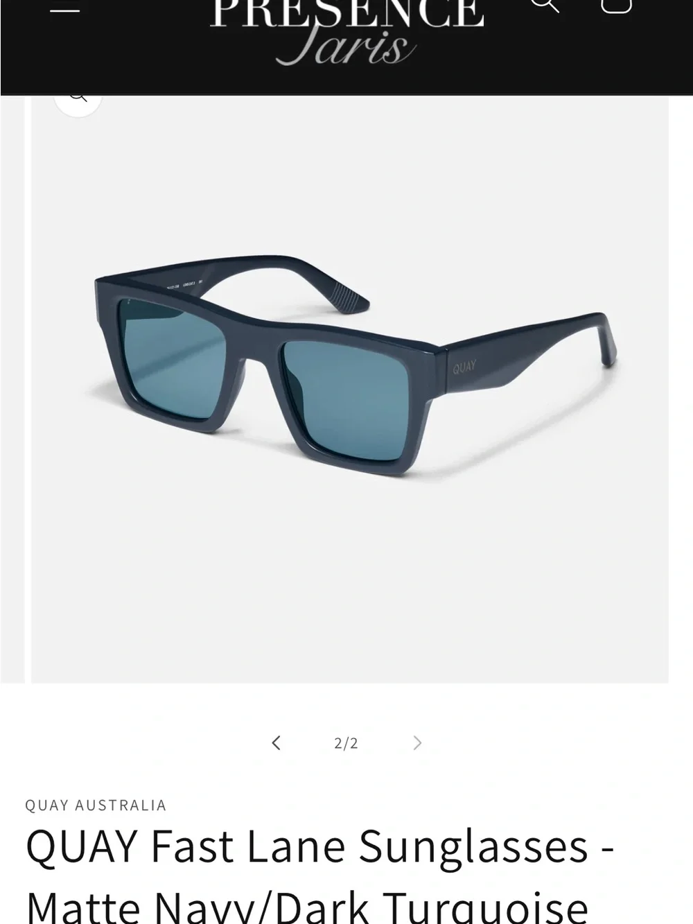 Quay Fast Lane Rectangular Unisex Sunglasses in Matte Navy with Blue Lenses